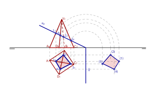 Sección plana de pirámide por un plano proyectante