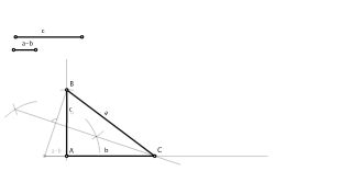 Construcción de un triángulo rectángulo conociendo un cateto y la diferencia de la hipotenusa y el otro cateto.