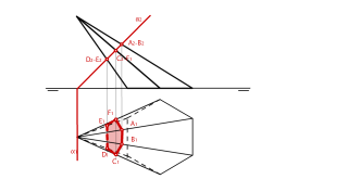 Sección producida por un plano proyectante sobre la pirámide dada