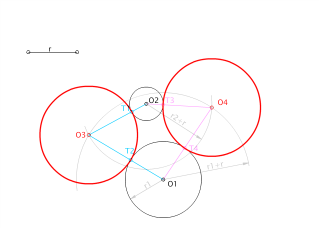 TANGENCIAS_12_CIRCUNFERENCIAS A 2 CIRCUNFERENCIAS, DADO EL RADIO.