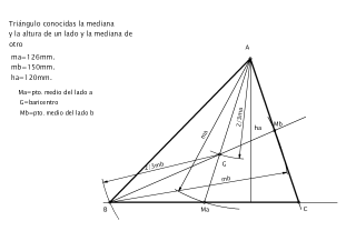 Triángulo conocidas la mediana y la altura de un lado y la mediana de otro