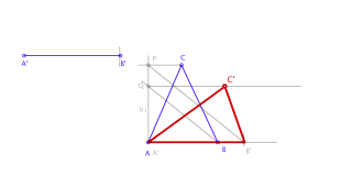Triángulo equivalente a otro dado de distinta base.