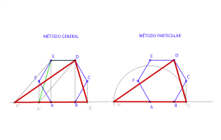 Triángulo equivalente a un hexágono regular