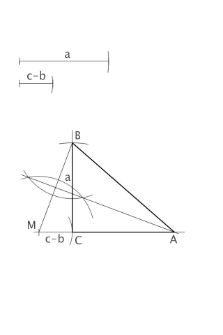 Triángulo rectángulo dado un cateto y la diferencia entre la hipotenusa y el otro cateto.