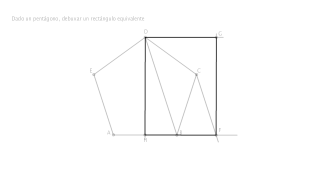 Dado un pentágono, debuxar un rectángulo equivalente