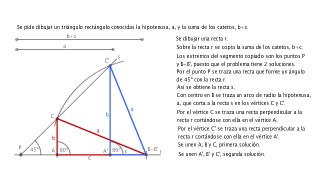 Triángulo rectángulo conocidas la hipotenusa y la suma de los catetos