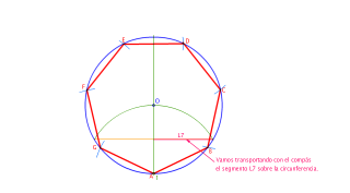 Heptágono conocido el radio