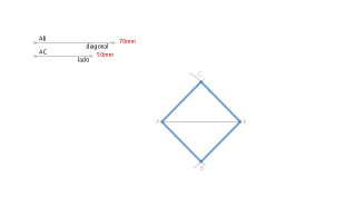 Trazado de un rombo dados el lado y una diagonal