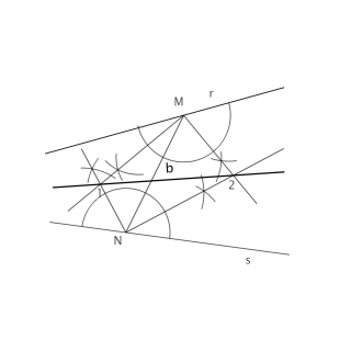 Bisectriz de dos rectas concurrentes o bisectriz de un ángulo cuyo vértice no se conoce.