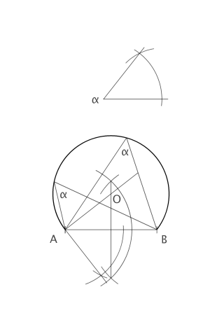 Arco capaz de un segmento para un ángulo dado.