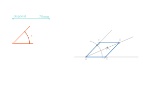 Trazado de un rombo dados un ángulo y una diagonal