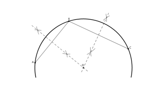 TRAZADO DE LA CIRCUNFERENCIA QUE PASA POR TRES PUNTOS NO ALINEADOS