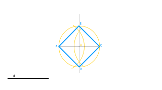 Polígonos. Cuadriláteros. Trazo de un cuadrado a partir de la diagonal dada
