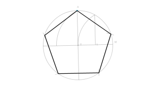 División de una circunferencia en 5 partes iguales.