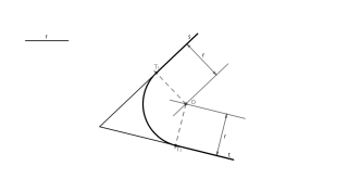 Circunferencia tangente a dos rectas concurrentes.