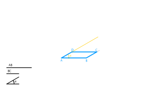 Polígonos. Cuadriláteros. Trazo de un romboide de lados AB y BC que contenga el ángulo dado