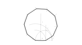 Construcción del decágono regular a partir del lado.