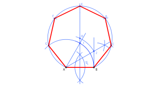 Construcción del heptágono regular dado el lado.