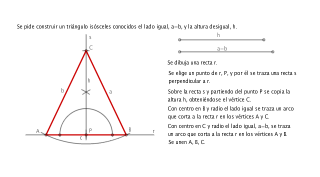 Triángulo isósceles conocidos el lado igual y la altura desigual
