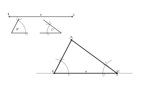 Construcción de un triángulo conocido un lado y los ángulos adyacentes.