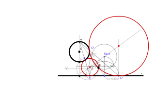 Tangentes a una recta, una circunferencia y un punto mediante inversión