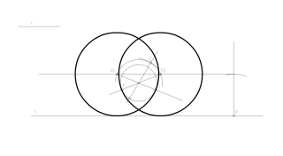 Circunferencias de radio dado tanxentes a unha recta e a unha circunferencia. Tanxentes interiores.