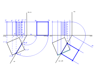 Sección hexaedro por plano proyectante