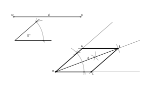 Construcción de un rombo dados la diagonal y un ángulo agudo