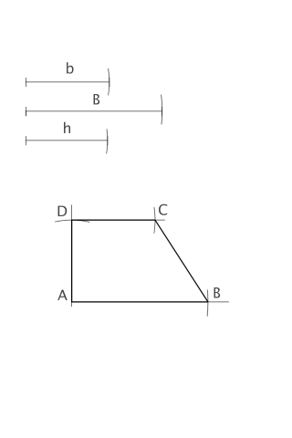 Trapecio rectángulo conocidas sus dos bases y la altura.