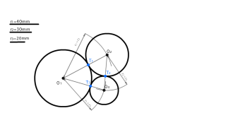 3 circunferencias tangentes entre sí