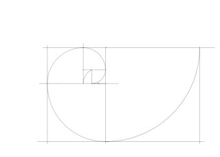 espiral áurea empezando con cuadrado pequeño