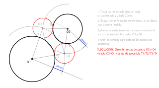 Trazar dos circunferencias de 20mm de radio tangente a las dadas