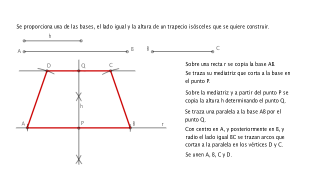 Trapecio isósceles conocida una de las bases, el lado igual y la altura