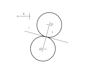 Circunferencias tangentes a una recta por un punto de ella dado el radio.