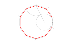 DECÁGONO A PARTIR DEL RADIO DE LA CIRCUNFERENCIA INSCRITA