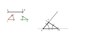 Construcción de un triángulo dados dos ángulos y un lado.