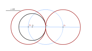 Circunferencias tangentes a una dada que pase por un punto de tangencia y un radio dado.