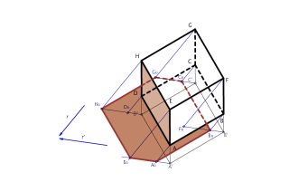 Ombra di un parallelepipedo sospeso in Assonometria