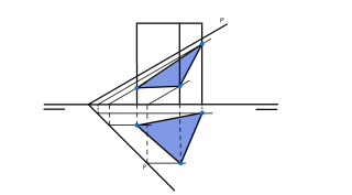 Trazar la sección producida en el prisma de base triangular por el plano