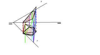 Sección en pirámide oblicua de base cuadrada por un plano.