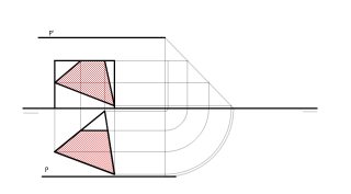 Trazar la sección producida por P, paralelo a LT en el prisma de base triangular.