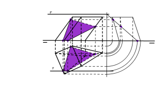 Trazar la sección producida por P, paralelo a LT en el prisma oblicuo de base  triangular.