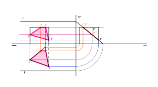 Sección de prisma de base triangular por plano paralelo a la LT.