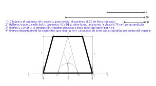 Construye el trapecio isósceles del que se conoce la altura h, así como la suma y diferencia entre sus bases
