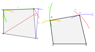 Construye sobre el lado A1D1 el cuadrilátero igual al ABCD y raya el polígono obtenido