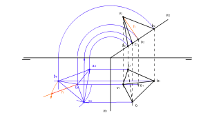 Tetaedro apoyado en plano proyectante