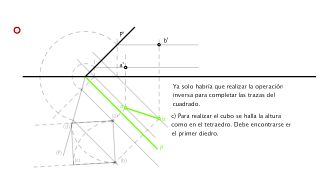 Dadas la proyección horizontal de un segmento AB y la traza horizontal de un plano P, se pide: