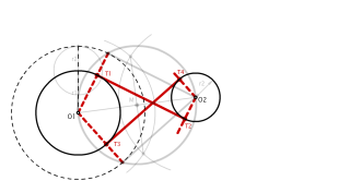 RECTAS TANGENTES INTERIORES A DOS CIRCUNFERENCIAS