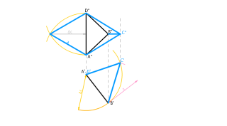 Sistema diédrico directo. Tetraedro con una de las aristas perpendicular a un plano de proyección