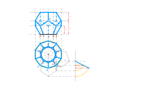 Sistema diédrico directo. Dodecaedro conociendo la proyección de la cara inferior apoyada sobre el plano de proyección horizontal